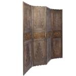 Paravent 4-teilig orientalisch 1361 Braun - Holz teilmassiv - 160 x 170 x 2 cm