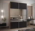 Armoire Lux 4 Noir - Imitation chêne - Argenté - Largeur : 170 cm