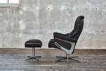 Relaxsessel MODO Leder mit Hocker Schwarz