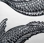 Kissenbezug weiß-schwarz Fische Weiß - Textil - 45 x 45 x 45 cm