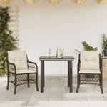 Bistro-Set-k354 ( 3-tlg ) Braun - Massivholz - Höhe: 1 cm