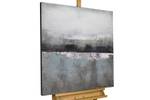Tableau peint Mer de brouillard Gris - Bois massif - Textile - 80 x 80 x 4 cm