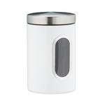1 x weiße Vorratsdose mit Sichtfenster Silber - Weiß - Metall - 11 x 17 x 11 cm