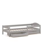 Einzelbett Massivholz 180x80 Grau Grau - 87 x 187 cm