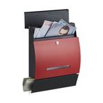 Design Briefkasten mit Zeitungsfach Schwarz - Rot