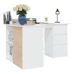 Schreibtisch Weiß - Holzwerkstoff - Massivholz - 100 x 76 x 145 cm