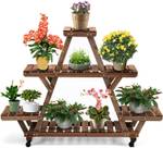 Blumentreppe Pflanzentreppe mit Rollen Braun - Holzwerkstoff - 28 x 105 x 144 cm