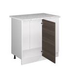 Unterschrank R-Line 86cm Edelgrau/Weiß Dunkelbraun - Weiß