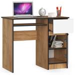 Bureau d'ordinateur Piksel droit CLP Imitation chêne marron-noir - Blanc