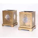 Orientalisches Glaswindlicht Mahir  Set Gold - Glas - Metall - 10 x 12 x 10 cm