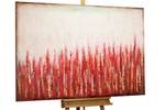 Tableau peint Crépitement chaud Beige - Rouge - Bois massif - Textile - En partie en bois massif - 150 x 100 x 4 cm