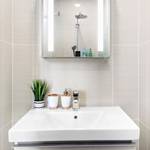 Badezimmerspiegel mit Beleuchtung 60x45 Weiß - Glas - Metall - 45 x 60 x 4 cm