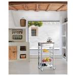 Küchenwagen auf Rollen, Arbeitsplatte in Braun - Metall - 49 x 91 x 34 cm