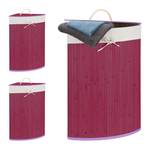 Lot de 3 paniers à linge bambou Mauve - Blanc