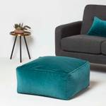 Samt Sitzpouf Sitzsack eckig Blau - Textil - 60 x 27 x 60 cm