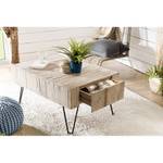 Table basse 2 tiroirs Beige - Bois massif - 60 x 45 x 90 cm