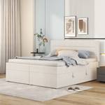 Lit double rembourré M247 Beige - Bois massif - 141 x 105 x 208 cm