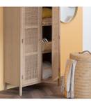 Armoire en bois et rotin naturel Beige - Bois manufacturé - 40 x 140 x 80 cm