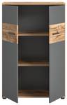 Armoire de bureau Mason Gris - En partie en bois massif - 80 x 122 x 37 cm