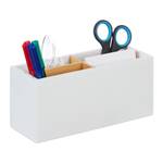 Organiseur bureau blanc 4 compartiments Marron - Blanc - Bambou - 21 x 8 x 9 cm