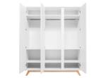 armoire 3-portes Lynn Blanc - Bois massif - 160 x 200 x 60 cm