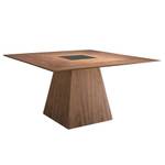 Table à manger en bois avec verre noir Noir - Marron - Bois/Imitation - En partie en bois massif - 150 x 79 x 150 cm