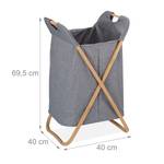 Wäschekorb mit Bambushalter Braun - Grau - Bambus - Textil - 40 x 70 x 40 cm