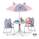 Chaises table enfants avec parasol Gris