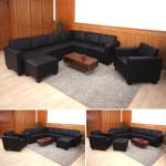 Couch-Garnitur Lyon 6-2 Schwarz - Kunstleder - 288 x 76 x 216 cm