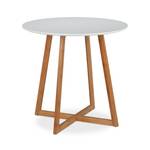 Table salle à manger ronde pieds bambou Marron - Blanc - Bambou - Bois manufacturé - 80 x 75 x 80 cm