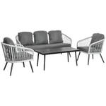 Gartensofa-Set (4-tlg.) 860-223 Grau - Polyrattan - 70 x 76 x 174 cm