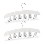 Lot de 2 porte-ceintures bois blanc Argenté - Blanc - Bois manufacturé - Métal - 43 x 18 x 6 cm