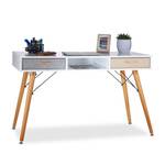 Schreibtisch weiß Braun - Grau - Weiß - Holzwerkstoff - Textil - 125 x 75 x 60 cm