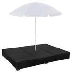 Sonnenliege 3000932 Schwarz - Kunststoff - Polyrattan - 140 x 190 x 197 cm