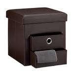 Tabouret de rangement carré pliant Marron foncé - Argenté