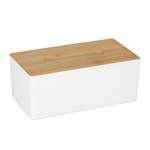 Boîte à mouchoirs couvercle bambou Marron - Blanc - Bambou - Matière plastique - 26 x 10 x 14 cm