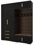 Garderobe Inova 1 Z12 Schwarz - Braun - Gold - Gold