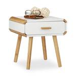Table de chevet tiroir table console Marron - Blanc - Bambou - Bois manufacturé - 40 x 41 x 40 cm