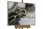 Tableau peint à la main Magic Shadows Noir - Gris - Bois massif - Textile - 102 x 77 x 5 cm