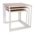 Tables carrées gigognes métal et bois (L Blanc