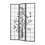 Paravent 3-teilig Bambusmuster 285 Schwarz - Holz teilmassiv - 132 x 179 x 2 cm