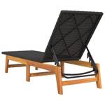 Chaise longue 319726 Noir - Métal - Polyrotin - Bois/Imitation - 54 x 87 x 200 cm