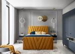 1x Box Spring Lit Twister Orange - Largeur : 160 cm