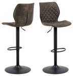 Tabouret de bar Naomi lot de 2 Microfibre / Fer - Anthracite / Noir