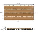 Terrassenfliesen Set 60x30 cm 1m² Teak Holz teilmassiv - 30 x 3 x 60 cm