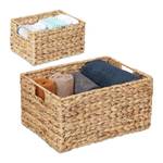 Aufbewahrungskorb Set Wasserhyazinthe Braun - Metall - Rattan - 28 x 19 x 37 cm