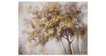 Tableau peint à la main Hello Autumn Beige - Marron - Bois massif - Textile - 100 x 75 x 4 cm