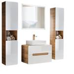 Badezimmer Set in Hochgl. weiß /Eiche Weiß - Holzwerkstoff - 180 x 200 x 46 cm