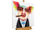 Tableau peint Smoking Hot Bacon Bois massif - Textile - 80 x 80 x 4 cm