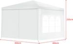 Pavillon mit 4 Seitenwänden + Fenstern Weiß - Kunststoff - 300 x 256 x 300 cm